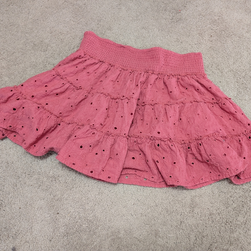 American Eagle Outfitters Pink Eyelet Mini Skirt